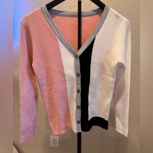 Colorblock V-Neck Cardigan Sweater